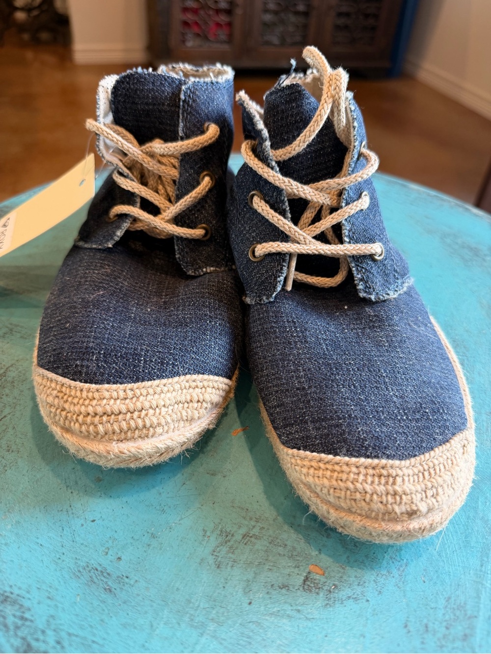 Roxy Navy Canvas Lace-Up Espadrille Sneakers